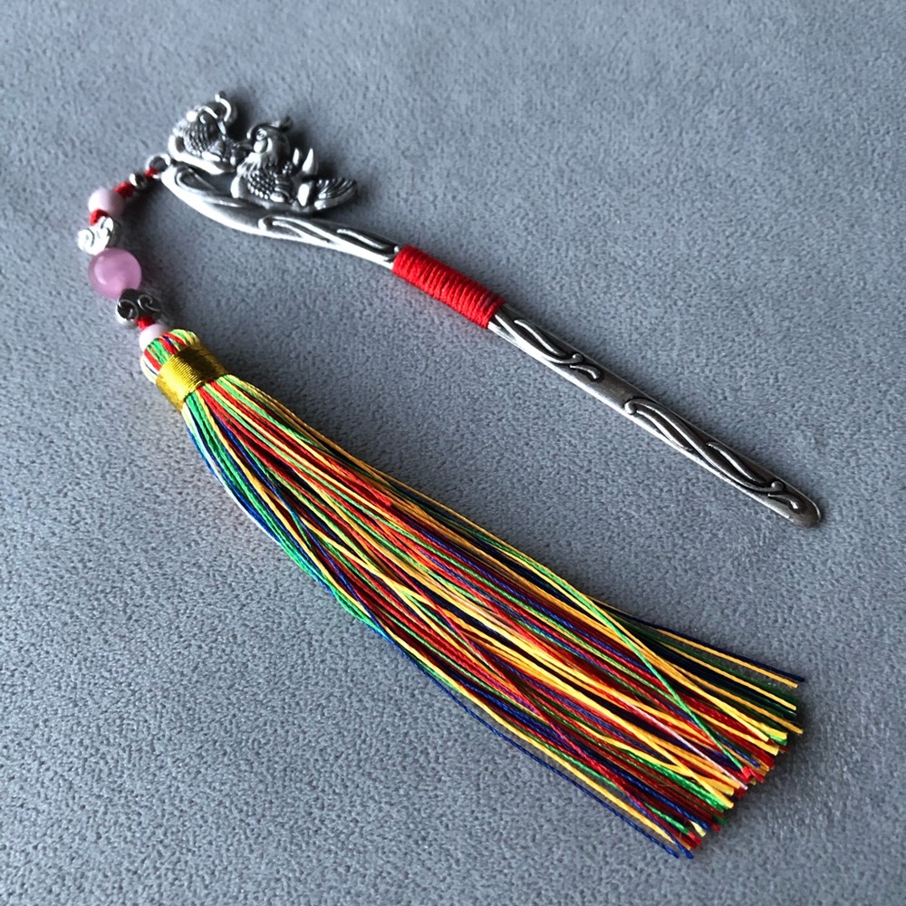 Metal Bookmark ~ Birds with Colourful Tassle ~ Brand New!